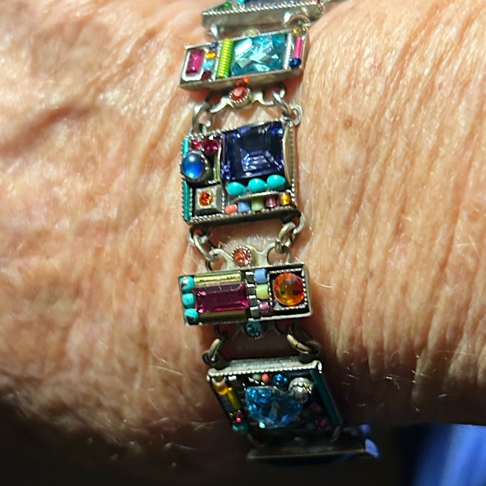 Colorful Mosaic Bracelet by Firefly Dazzling Swarovski crystals magnetic closure